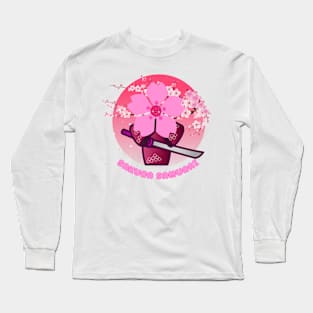 Kawaii sakura samurai cute cherry blossom Long Sleeve T-Shirt